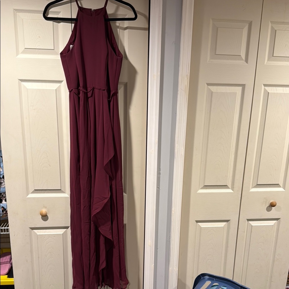 David's Bridal Red Halter Sleeveless Gown